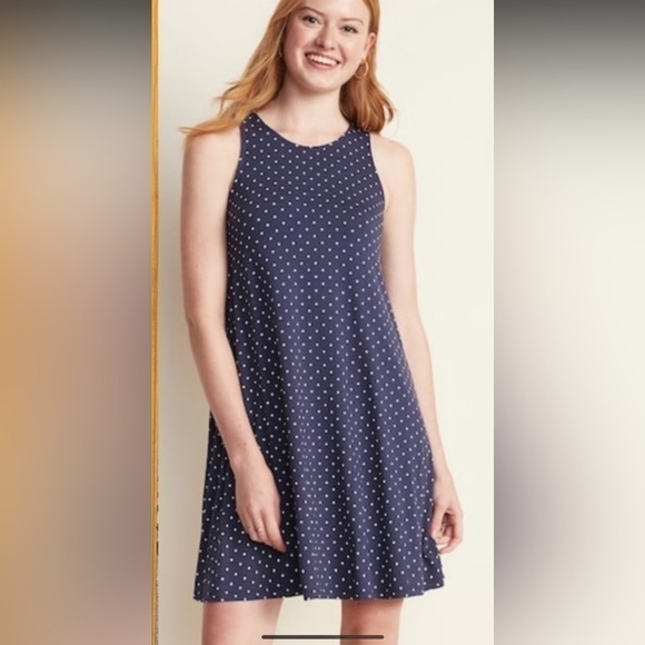 Old Navy Blue with White Polka Dots Sleeveless Swing Dress Size XS NWOT - Picture 10 of 10